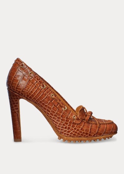 Ralph Lauren Lorean Embossed Calfskin Pumps Dame Danmark (IOYSL6837)